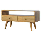 HomeRoots 35 Mobile TV in legno massello di rovere con contenitore a vista e chiuso