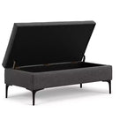 Lilah Tavolino da Caffè Rettangolare Grande da 122 cm Stile Moderno di Metà Secolo con Pouf Contenitore e Coperchio Sollevabile