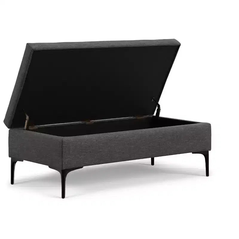 Lilah Tavolino da Caffè Rettangolare Grande da 122 cm Stile Moderno di Metà Secolo con Pouf Contenitore e Coperchio Sollevabile
