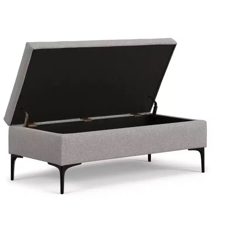 Lilah Tavolino da Caffè Rettangolare Grande da 122 cm Stile Moderno di Metà Secolo con Pouf Contenitore e Coperchio Sollevabile