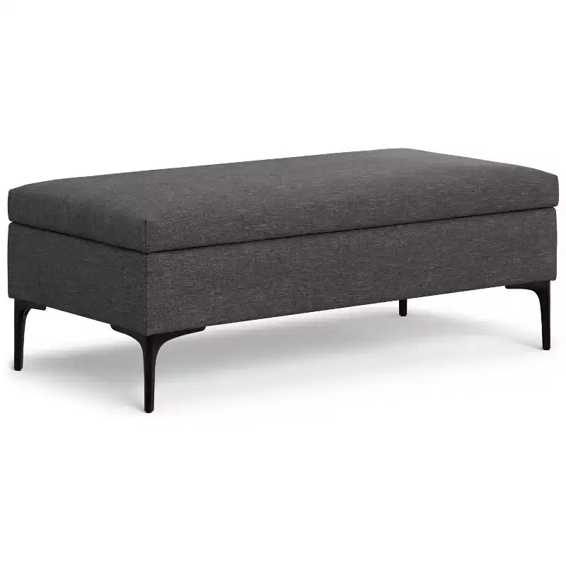 Lilah Tavolino da Caffè Rettangolare Grande da 122 cm Stile Moderno di Metà Secolo con Pouf Contenitore e Coperchio Sollevabile