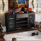 Mobile Credenza Bar da Caffè 71 con Spazio per Frigo, Portabottiglie, Cassetti per Cucina e Sala da Pranzo, Design Moderno in Legno e Metallo-Nero