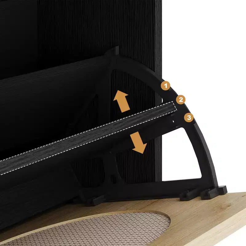 Scarpiera in Rattan con 3 Cassetti - Design Ribaltabile ed Estraibile, 3 Ripiani Regolabili, Mobile Stretto Salvaspazio per Ingresso e Veranda