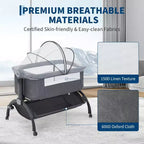 Acekool Culla Neonato, 3-in-1 Lettino Fianco Letto con Zanzariera, Lettino da Viaggio con Rete e Altezza Regolabile