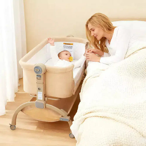 Acekool Culla Neonato, 3-in-1 Lettino Fianco Letto con Zanzariera, Lettino da Viaggio con Rete e Altezza Regolabile