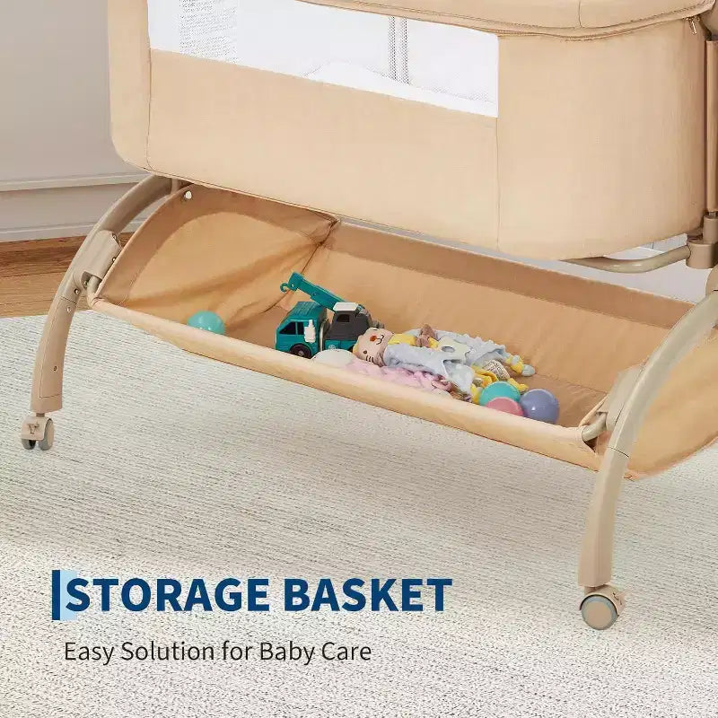 Acekool Culla Neonato, 3-in-1 Lettino Fianco Letto con Zanzariera, Lettino da Viaggio con Rete e Altezza Regolabile