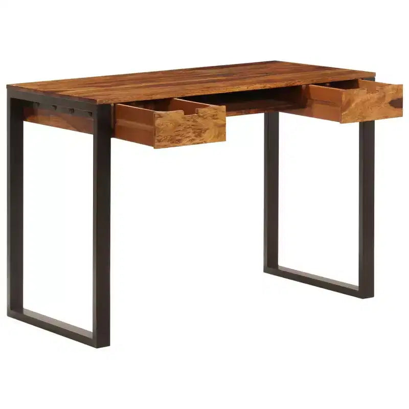 vidaXL Scrivania 110x55x78 cm in legno massello di acacia e acciaio