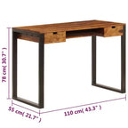 vidaXL Scrivania 110x55x78 cm in legno massello di acacia e acciaio