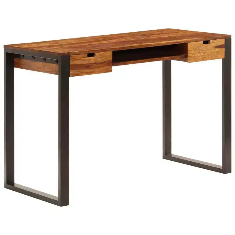 vidaXL Scrivania 110x55x78 cm in legno massello di acacia e acciaio