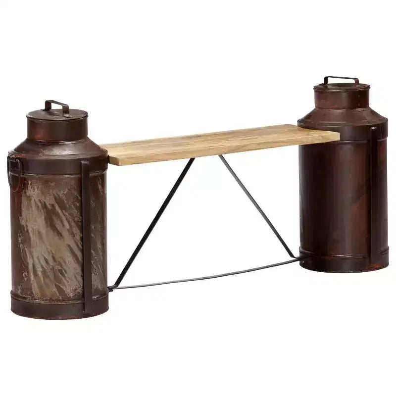 vidaXL Panchina con bottiglie del latte 150x33x64 cm in legno massello di mango