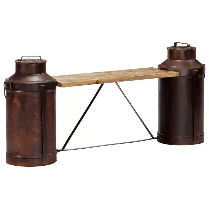 vidaXL Panchina con bottiglie del latte 150x33x64 cm in legno massello di mango
