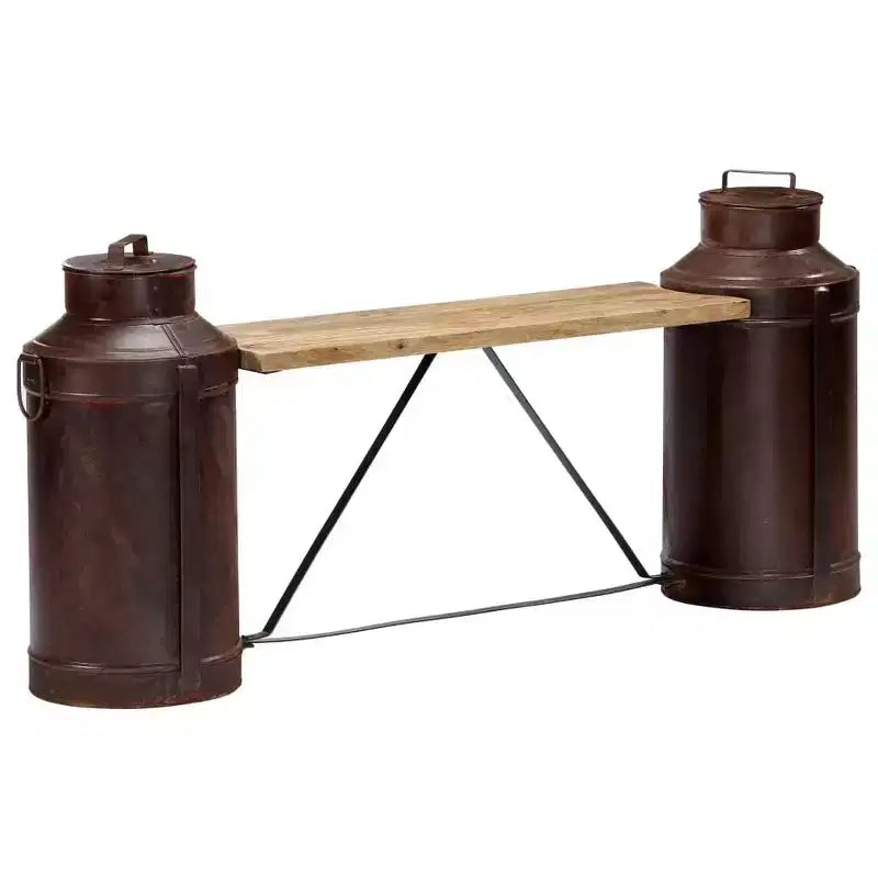 vidaXL Panchina con bottiglie del latte 150x33x64 cm in legno massello di mango
