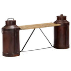 vidaXL Panchina con bottiglie del latte 150x33x64 cm in legno massello di mango