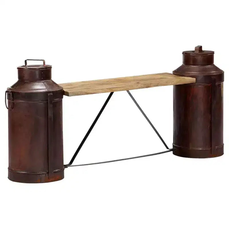 vidaXL Panchina con bottiglie del latte 150x33x64 cm in legno massello di mango