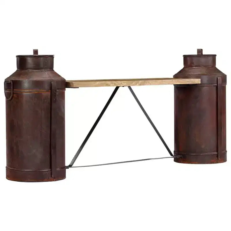 vidaXL Panchina con bottiglie del latte 150x33x64 cm in legno massello di mango