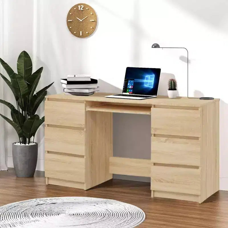 vidaXL Scrivania bianca in legno ingegnerizzato di medie dimensioni, resistente