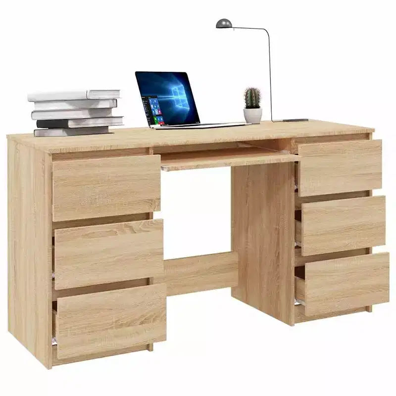 vidaXL Scrivania bianca in legno ingegnerizzato di medie dimensioni, resistente