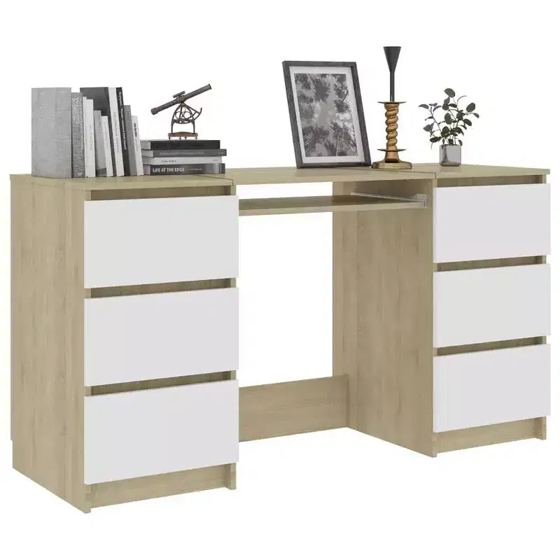 vidaXL Scrivania bianca in legno ingegnerizzato di medie dimensioni, resistente