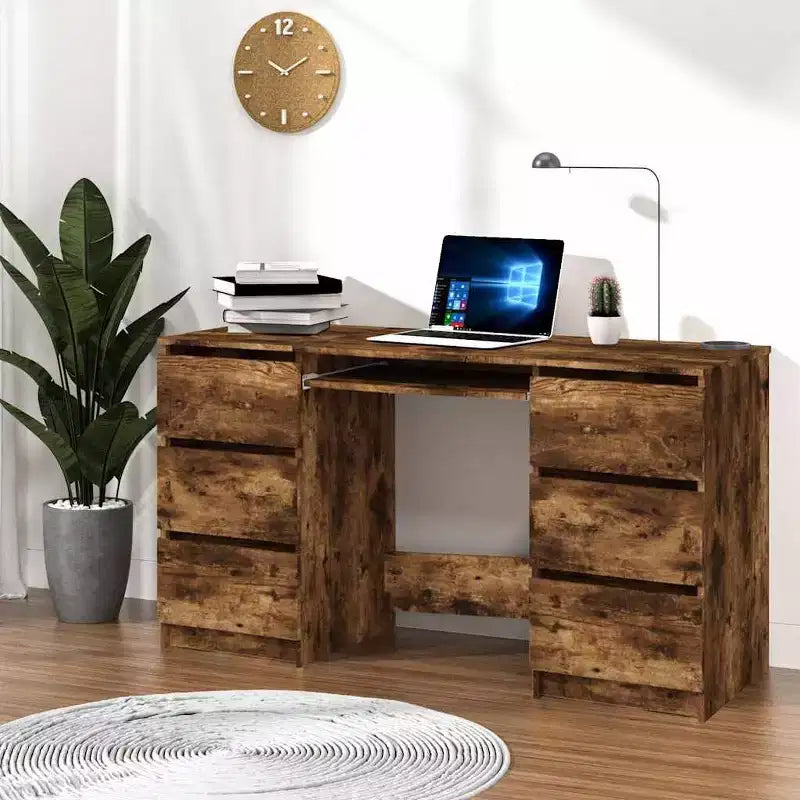 vidaXL Scrivania bianca in legno ingegnerizzato di medie dimensioni, resistente