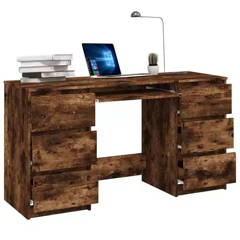 vidaXL Scrivania bianca in legno ingegnerizzato di medie dimensioni, resistente