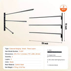 VEVOR Portasella a Muro, 78,5 x 76 x 14 cm, Supporto Portasella Pieghevole da 2 Pezzi, Portasella a Tre Ripiani, Nero