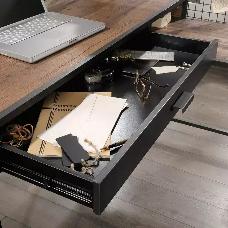 Scrivania a L GDFStudio Mercer Industrial con 2 cassetti e ripiani