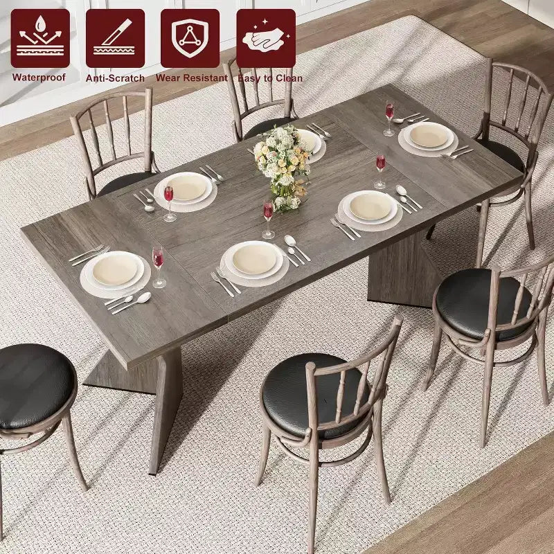 Tavolo da Pranzo, Tavolo da Cucina Rettangolare da 180 cm, Mobili per Sala da Pranzo con Struttura Robusta, Scrivania Lunga Ispessita e Tavolo da Pranzo