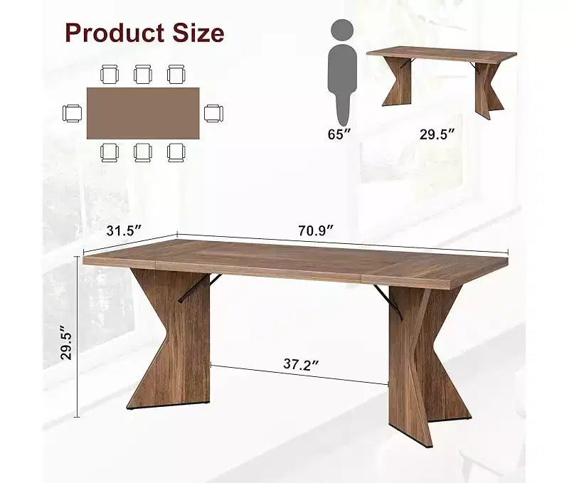 Tavolo da Pranzo, Tavolo da Cucina Rettangolare da 180 cm, Mobili per Sala da Pranzo con Struttura Robusta, Scrivania Lunga Ispessita e Tavolo da Pranzo