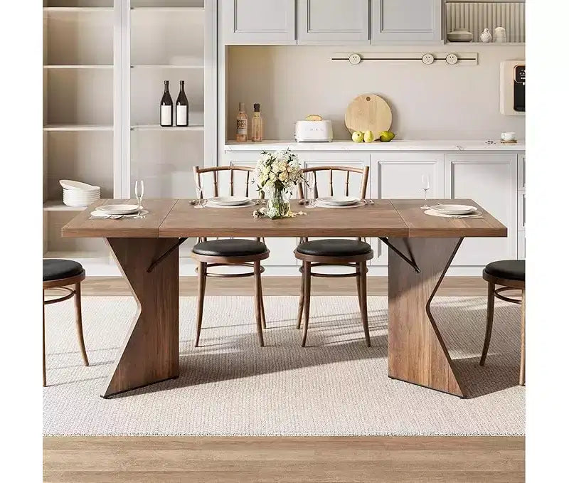 Tavolo da Pranzo, Tavolo da Cucina Rettangolare da 180 cm, Mobili per Sala da Pranzo con Struttura Robusta, Scrivania Lunga Ispessita e Tavolo da Pranzo