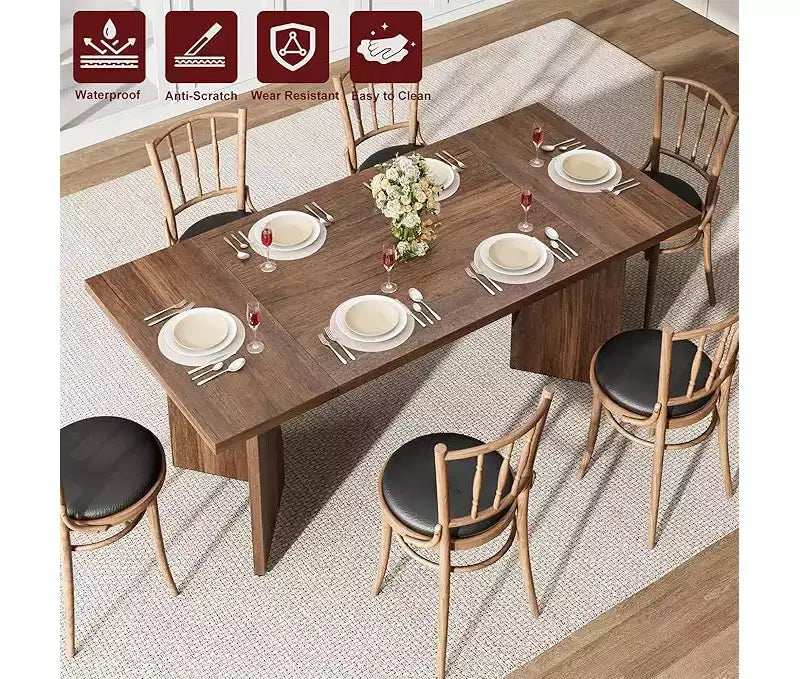 Tavolo da Pranzo, Tavolo da Cucina Rettangolare da 180 cm, Mobili per Sala da Pranzo con Struttura Robusta, Scrivania Lunga Ispessita e Tavolo da Pranzo