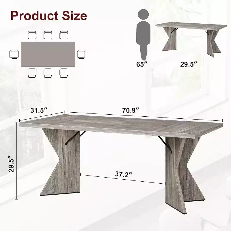 Tavolo da Pranzo, Tavolo da Cucina Rettangolare da 180 cm, Mobili per Sala da Pranzo con Struttura Robusta, Scrivania Lunga Ispessita e Tavolo da Pranzo