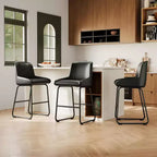 Set di 3/4 sgabelli da bar, sgabelli da bancone in pelle PU con schienale e poggiapiedi, sedie da bar imbottite per sala da pranzo e isola cucina