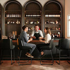 Set di 3/4 sgabelli da bar, sgabelli da bancone in pelle PU con schienale e poggiapiedi, sedie da bar imbottite per sala da pranzo e isola cucina