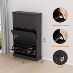 Moderno Scarpiera a 3 Ante a Scomparsa con Design Scanalato. Ripiani Regolabili in un Organizer Stretto Autoportante per Ingresso o Corridoio.