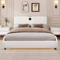 GDFStudio Ford Modern Faux Leather Upholstered Platform Bed with Integrated Bluetooth Speakers and Thickened Headboard