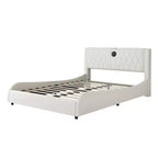 Letto a piattaforma imbottito in ecopelle moderna GDFStudio Ford con altoparlanti Bluetooth integrati e testiera ispessita