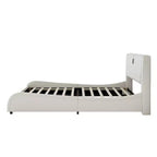 Letto a piattaforma imbottito in ecopelle moderna GDFStudio Ford con altoparlanti Bluetooth integrati e testiera ispessita