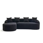Divano componibile a L con chaise longue, Divano componibile in ciniglia, Divano componibile moderno per soggiorno e camera da letto-Panipeachy