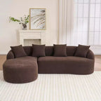 Divano componibile a L con chaise longue, Divano componibile in ciniglia, Divano componibile moderno per soggiorno e camera da letto-Panipeachy