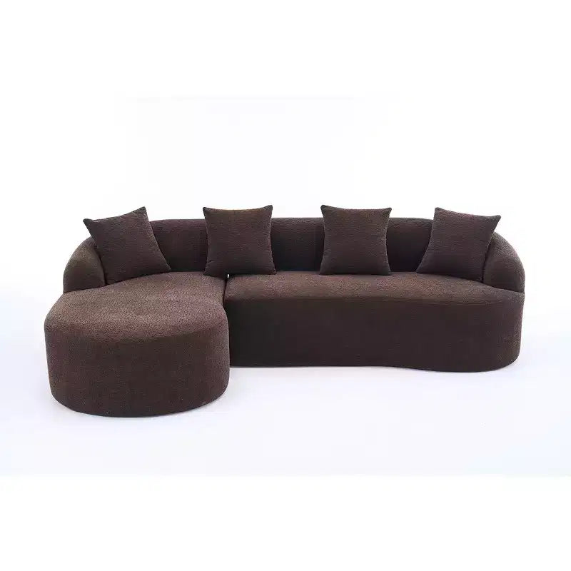 Divano componibile a L con chaise longue, Divano componibile in ciniglia, Divano componibile moderno per soggiorno e camera da letto-Panipeachy