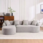 Divano componibile a L con chaise longue, Divano componibile in ciniglia, Divano componibile moderno per soggiorno e camera da letto-Panipeachy
