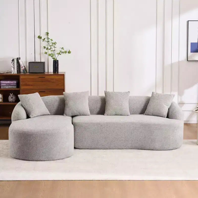 Divano componibile a L con chaise longue, Divano componibile in ciniglia, Divano componibile moderno per soggiorno e camera da letto-Panipeachy