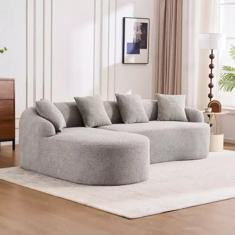 Divano componibile a L con chaise longue, Divano componibile in ciniglia, Divano componibile moderno per soggiorno e camera da letto-Panipeachy