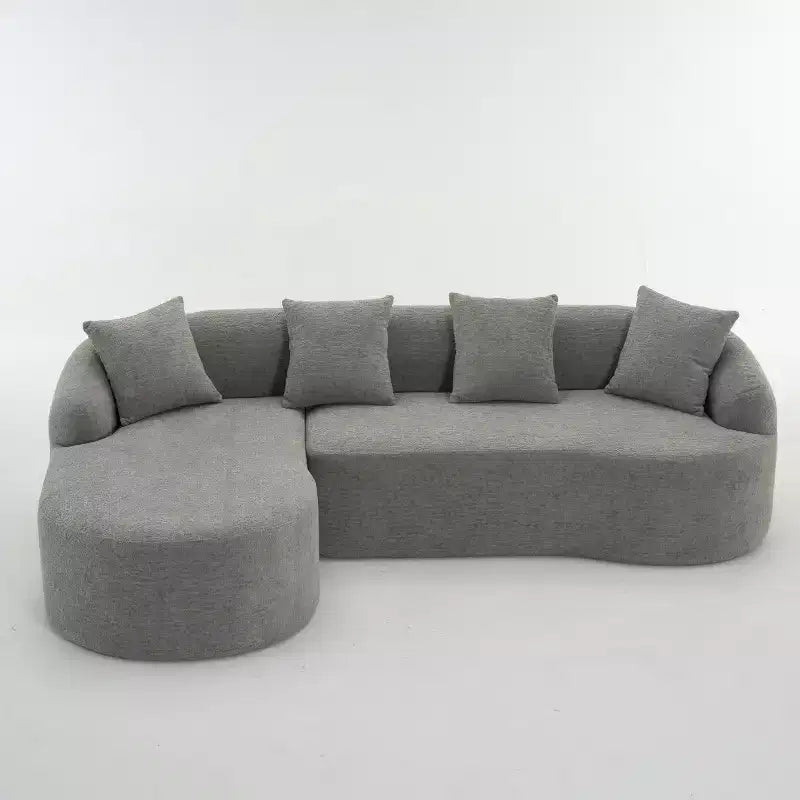 Divano componibile a L con chaise longue, Divano componibile in ciniglia, Divano componibile moderno per soggiorno e camera da letto-Panipeachy