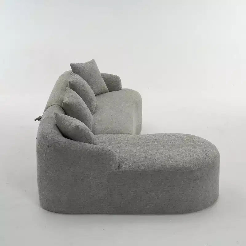 Divano componibile a L con chaise longue, Divano componibile in ciniglia, Divano componibile moderno per soggiorno e camera da letto-Panipeachy