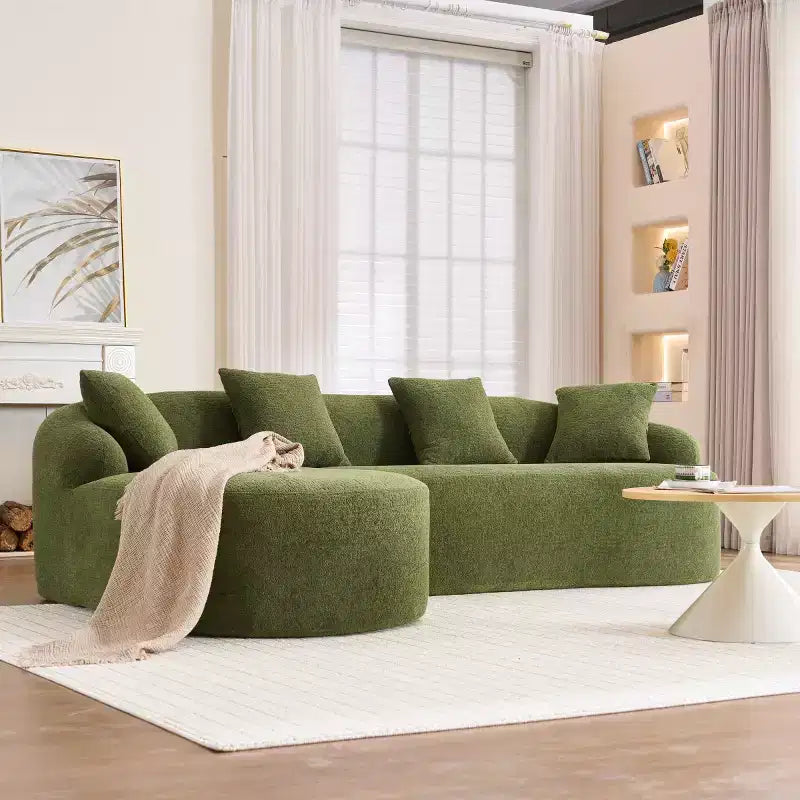 Divano componibile a L con chaise longue, Divano componibile in ciniglia, Divano componibile moderno per soggiorno e camera da letto-Panipeachy