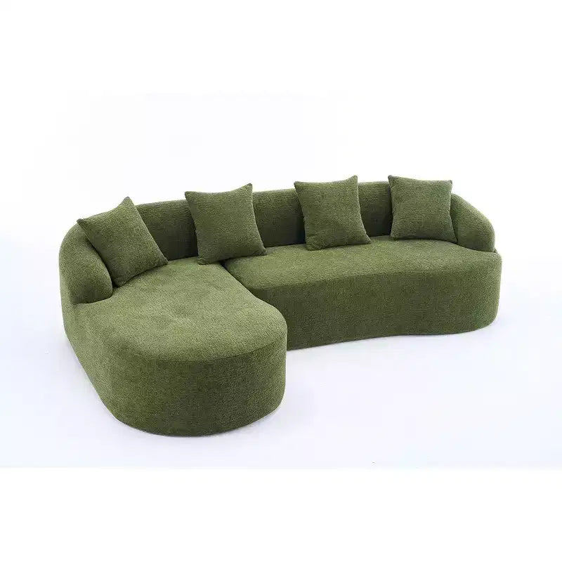 Divano componibile a L con chaise longue, Divano componibile in ciniglia, Divano componibile moderno per soggiorno e camera da letto-Panipeachy