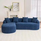 Divano componibile a L con chaise longue, Divano componibile in ciniglia, Divano componibile moderno per soggiorno e camera da letto-Panipeachy