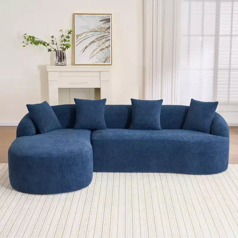 Divano componibile a L con chaise longue, Divano componibile in ciniglia, Divano componibile moderno per soggiorno e camera da letto-Panipeachy