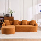 Divano componibile a L con chaise longue, Divano componibile in ciniglia, Divano componibile moderno per soggiorno e camera da letto-Panipeachy